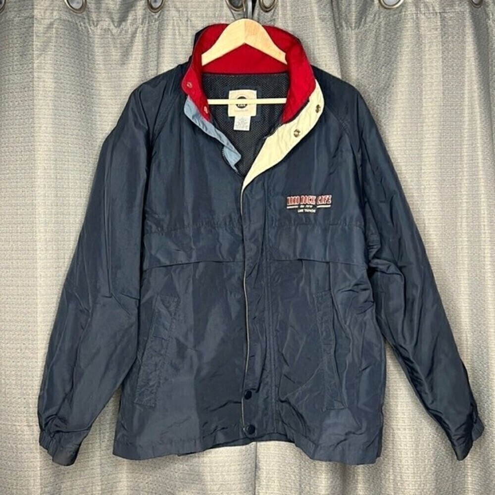HARD ROCK CAFE LAKE TAHOE DARK BLUE MENS PERFORMANCE JACKET SIZE LARGE